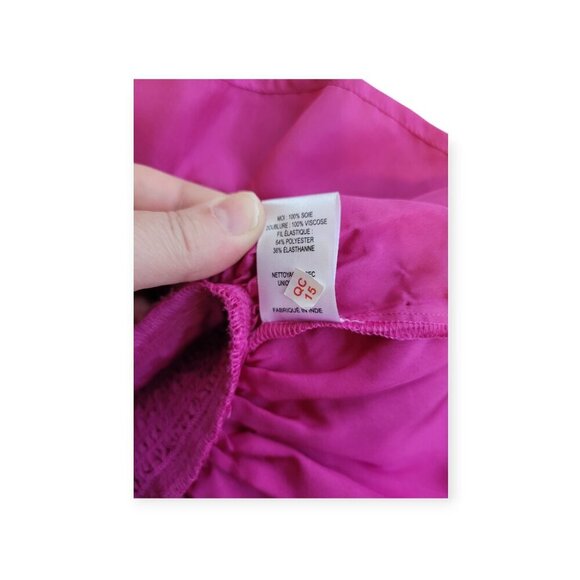 Sea New York Fabiola Silk Habotai Blouse Ruched Smocked Detailing Magenta 10 - Picture 11 of 15